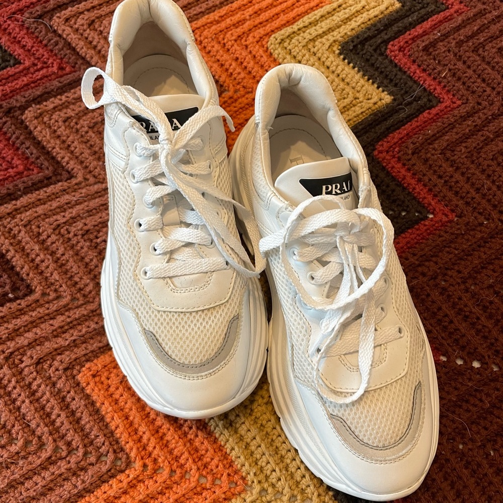 Prada Signature Logo Leather Chunky Sneakers, 9.5 - Picture 4 of 12